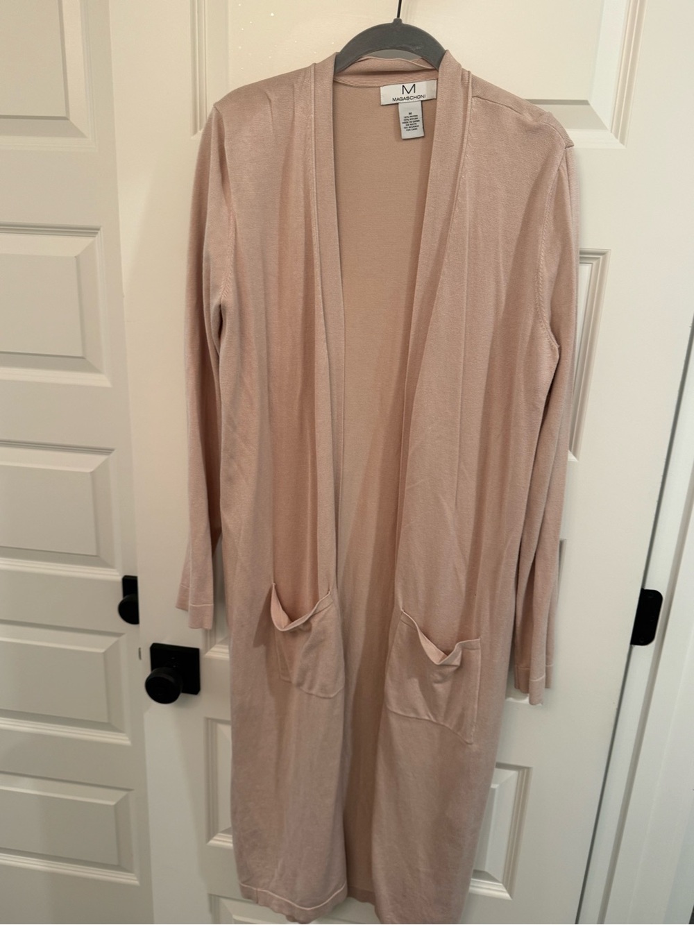 Magaschoni Blush Pink Long Open-Front Cardigan